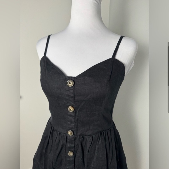 Reformation Velma Linen Dress in Black/Size 6 - Picture 5 of 11